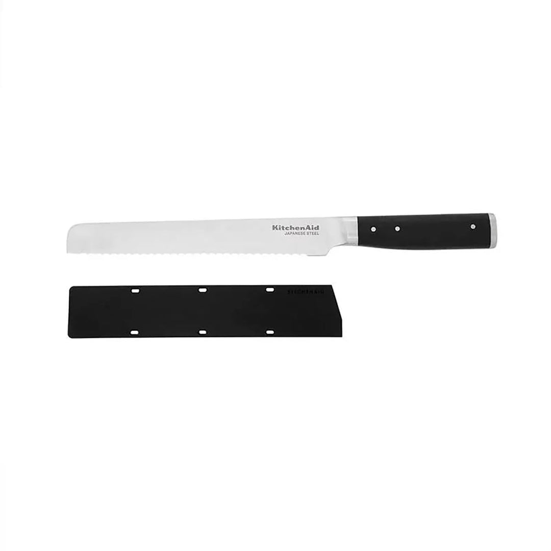 KitchenAid Gourmet Brotmesser, scharfe Klinge aus hochwertigem japanischem Kohlenstoffstahl, Schwarz