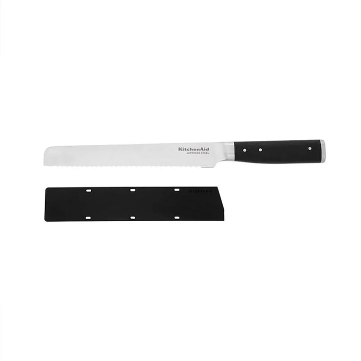 KitchenAid Gourmet Brotmesser, scharfe Klinge aus hochwertigem japanischem Kohlenstoffstahl, Schwarz