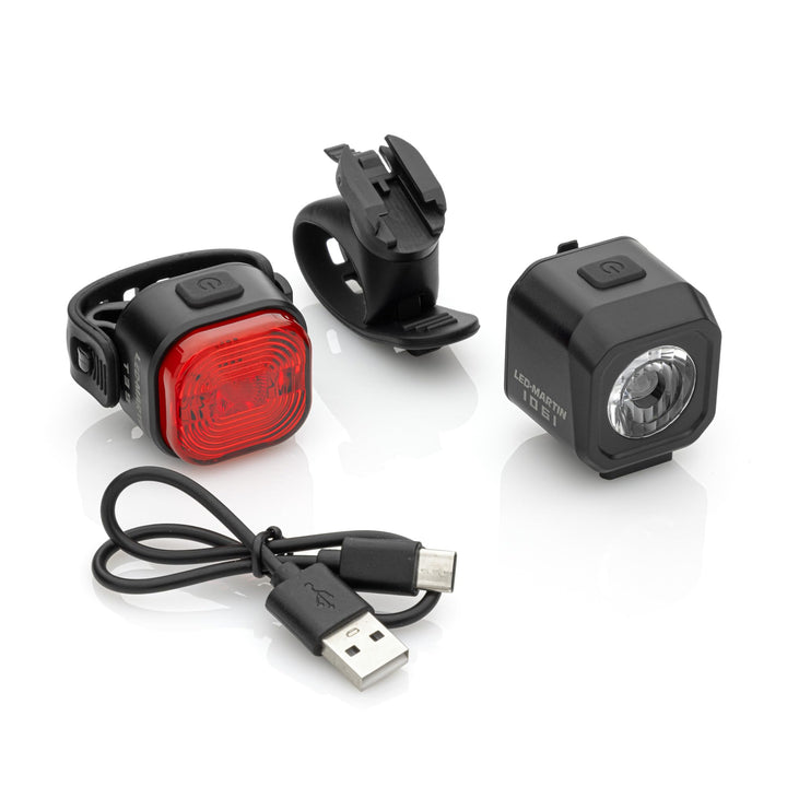 LED-MARTIN® Fahrradlicht Set | max. Helligkeit | LED Fahrradbeleuchtung USB Aufladbar Fahrradlampe,