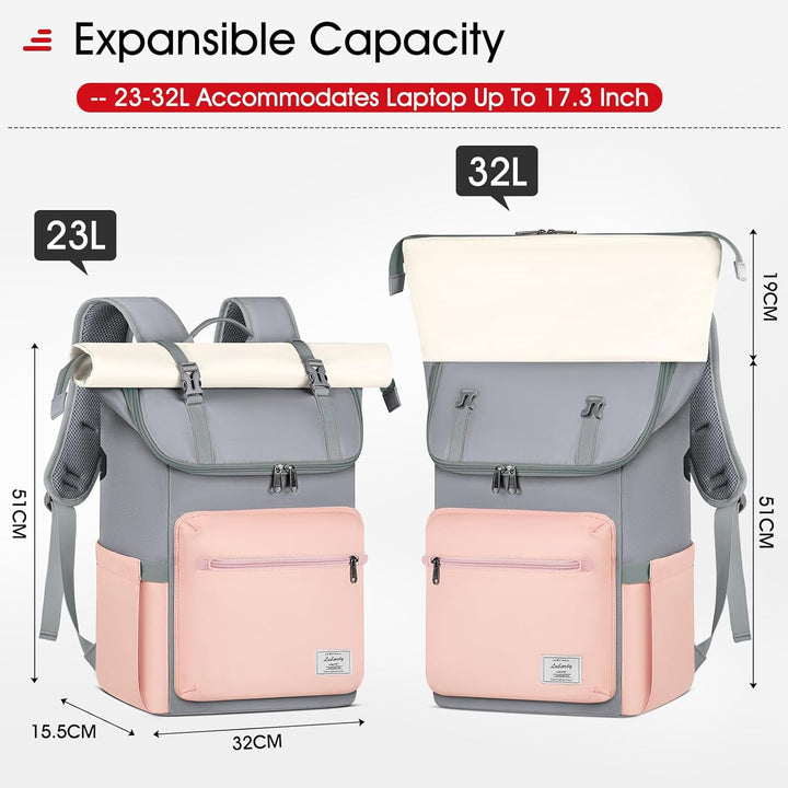 Lubardy Rolltop Rucksack Herren Damen Wasserdicht Rucksack Herren Laptop Rucksack 17,3 zoll Schulruc