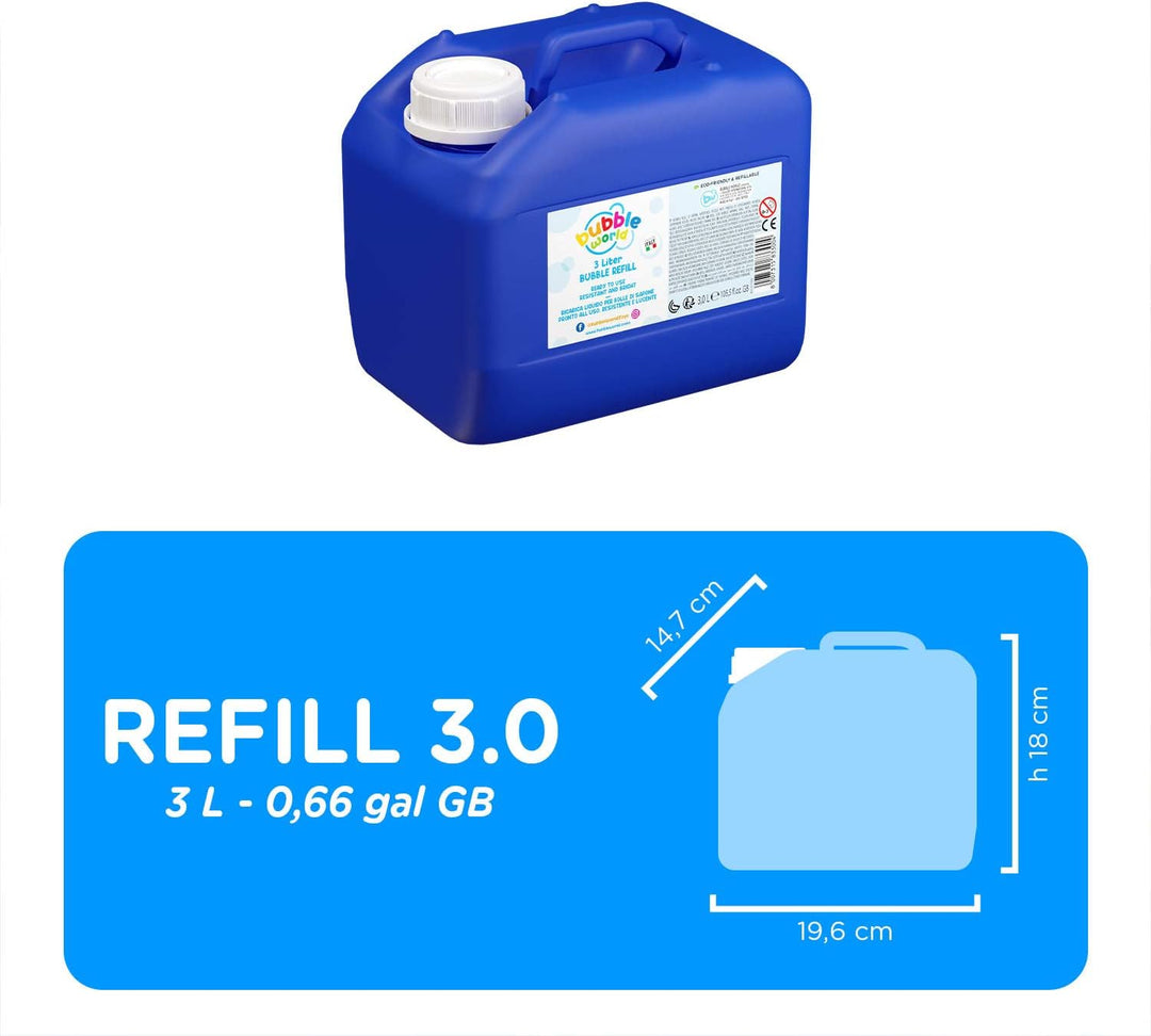 Bubble World 103.833000 Nachfüllpackung für Seifenblasen, durchsichtig, 3 L, 3 L