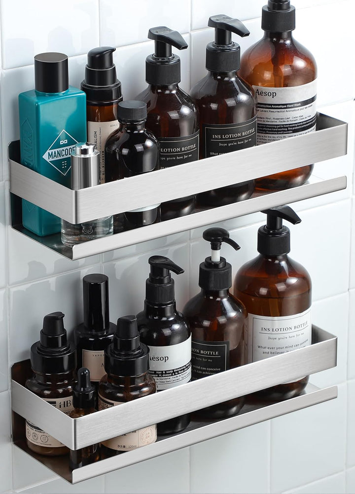 Kegii Duschablage Ohne Bohren, Duschregal 2 Stück Badezimmer Regal, Minimalistisches Dusche Halterun