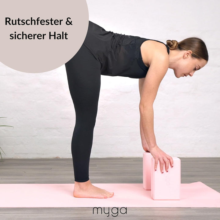 Myga Yoga Zubehör Set | 2 Rutschfeste Yoga Blöcke &amp; Verstellbarer Yoga Gurt | Perfekt für Anfänger &amp;