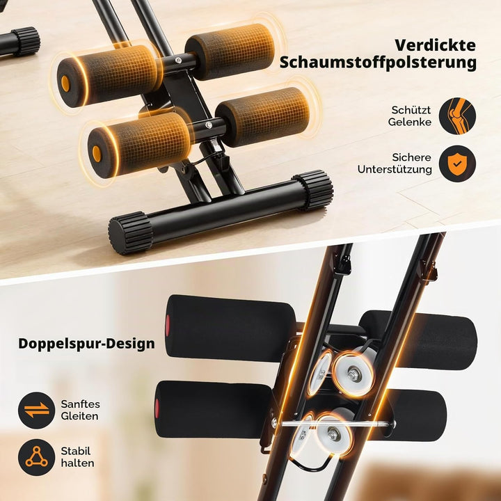 Bauchtrainer Klappbar, 5-fach Verstellbarer Widerstand, LED-Display, Faltbarer Bauchmuskeltrainer fü