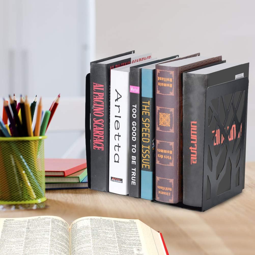 Buchstützen, Buchstützen für Regale, schwere Bücher, Bücherregalhalter Heimdekoration, Metall schwar