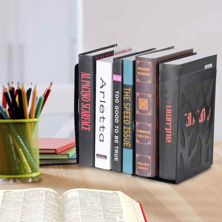 Buchstützen, Buchstützen für Regale, schwere Bücher, Bücherregalhalter Heimdekoration, Metall schwar