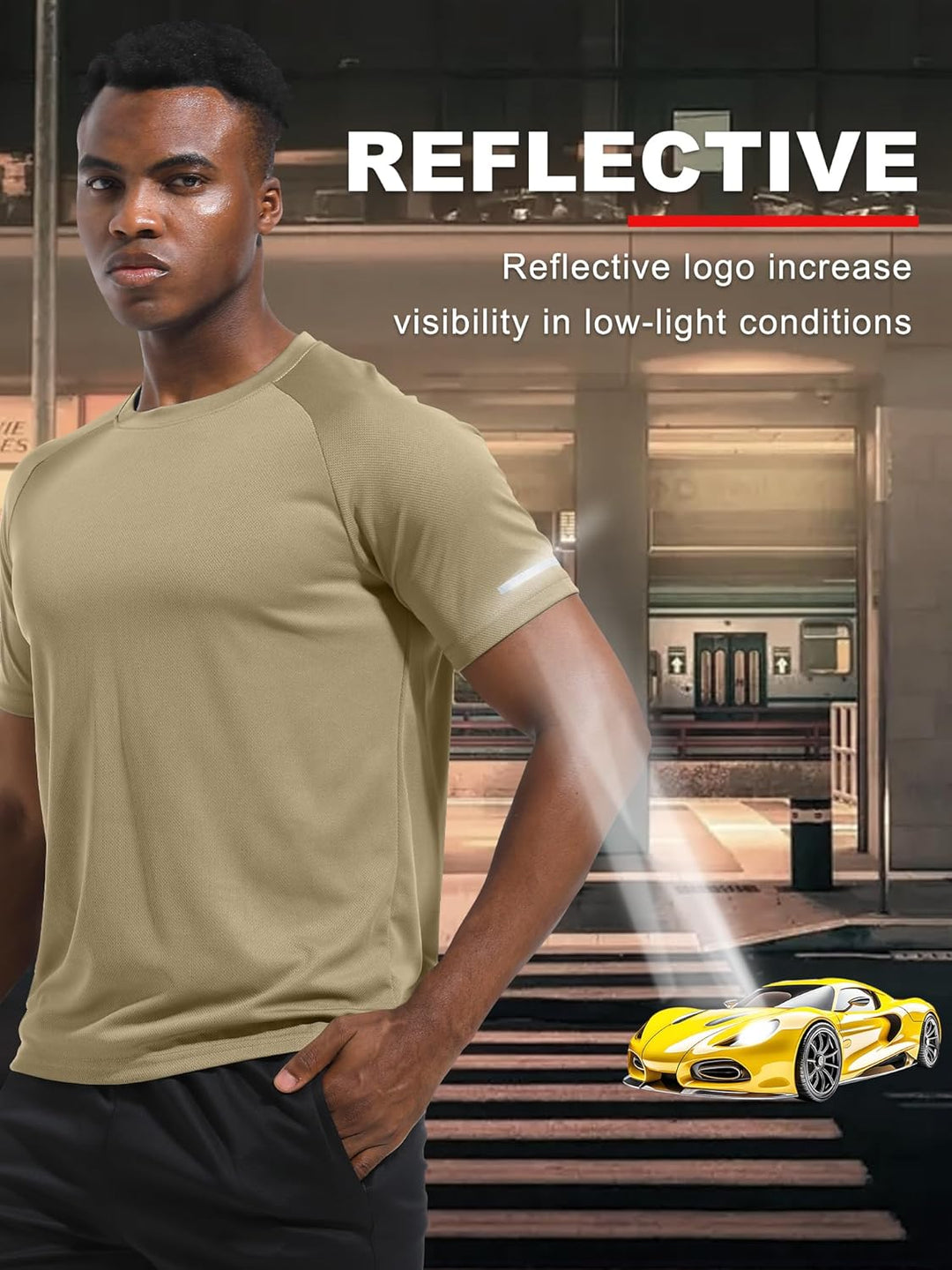 Holure Herren 3 or 5er Pack Sports Atmungsaktiv Schnelltrocknend Kurzarm T-Shirts Fitnessshirt für R