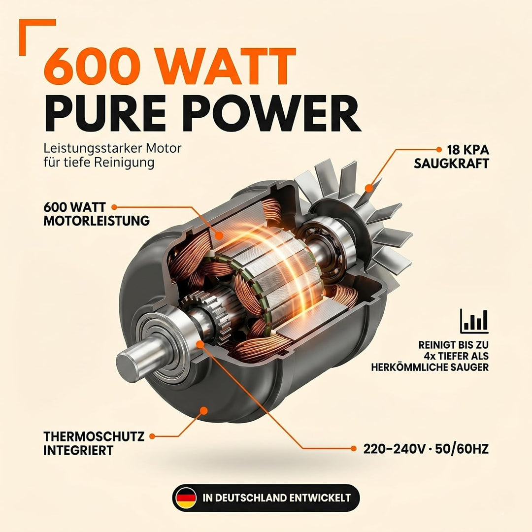 SOMMERTAL MultiCleaner WS600 Polsterreiniger, Waschsauger | Gerät für Teppiche, Treppen, Polster, So