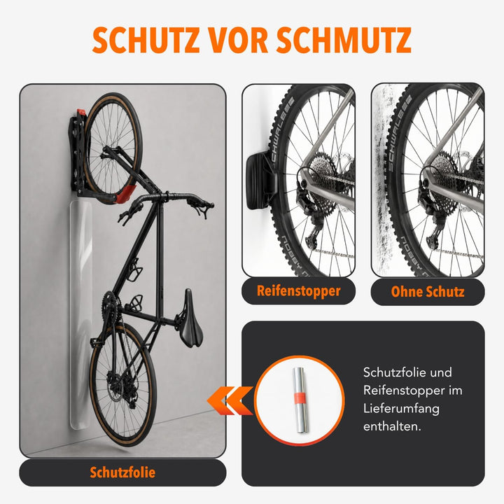 Fahrrad Wandhalterung Vertikal bis 35 kg – Platzsparende Fahrradhalterung Wand für Wohnung, Garage &amp;