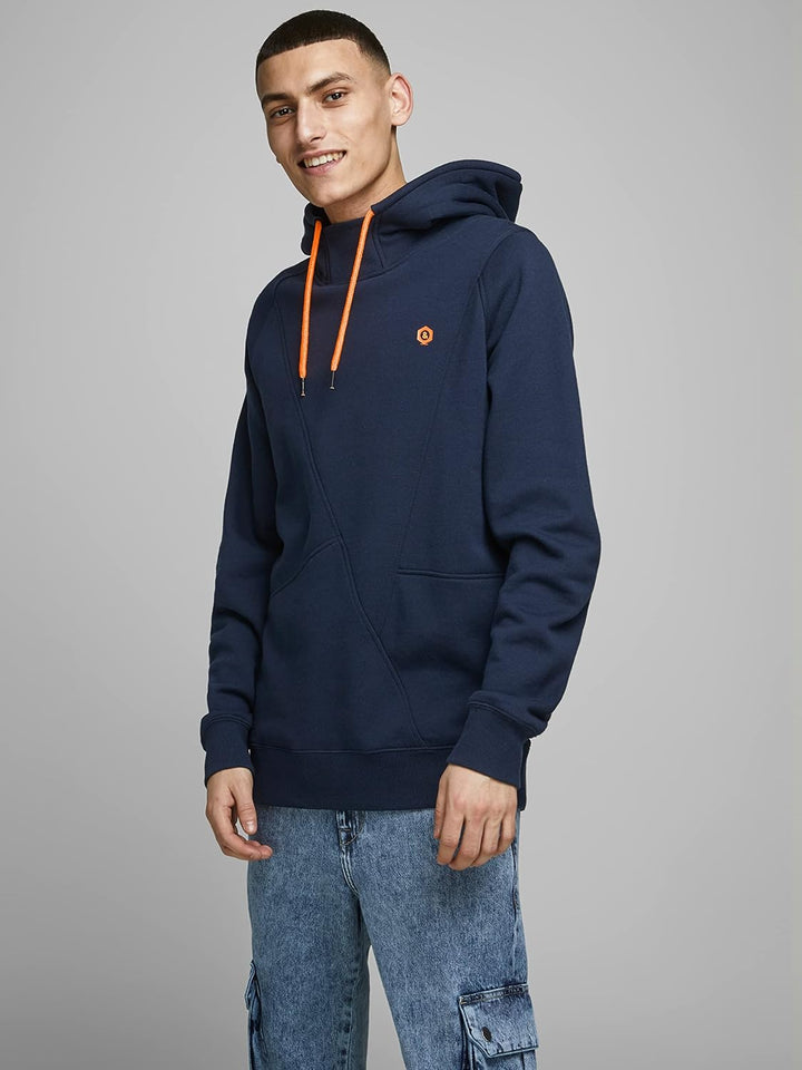 JACK &amp; JONES Male Sweatshirt Detaillierter XS Navy Blazer/Detail Shocking Orange, XS Navy Blazer/Det
