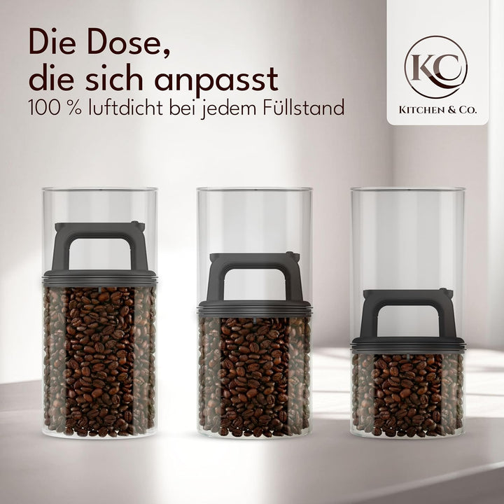 Kitchen&Co. Kaffeedose mit Vakuumdeckel, Luftdichte Aufbewahrung, Vorratsdose luftdicht, mottensiche