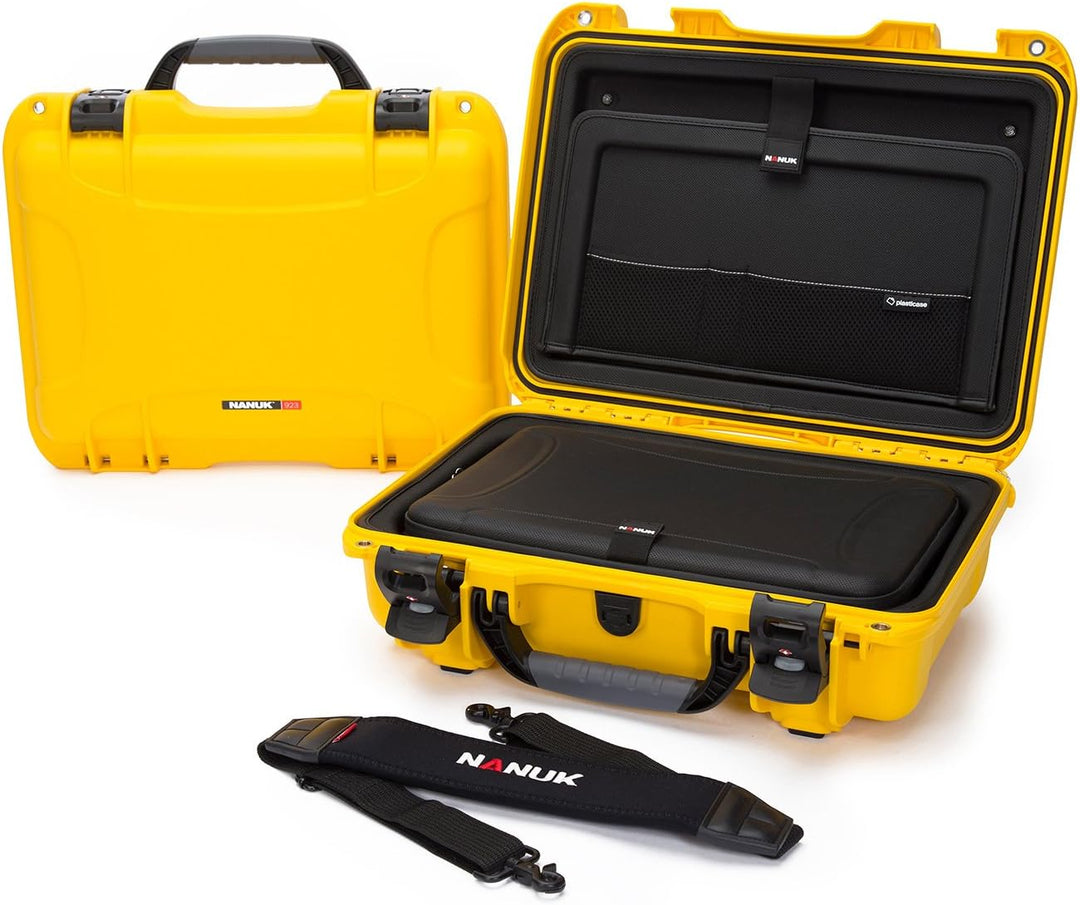 Nanuk 923 Wasserdichter Hartschalenkoffer Mit Laptop-Kit, mit Riemen (TSA-Verschlüsse) - Gelb Mit La