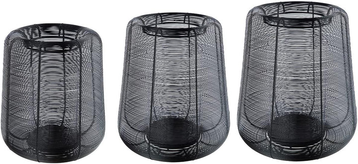 Casablanca modernes Design GILDE Deko Windlicht Laterne mit Glaseinsatz - Metall - schwarz - Höhe 29