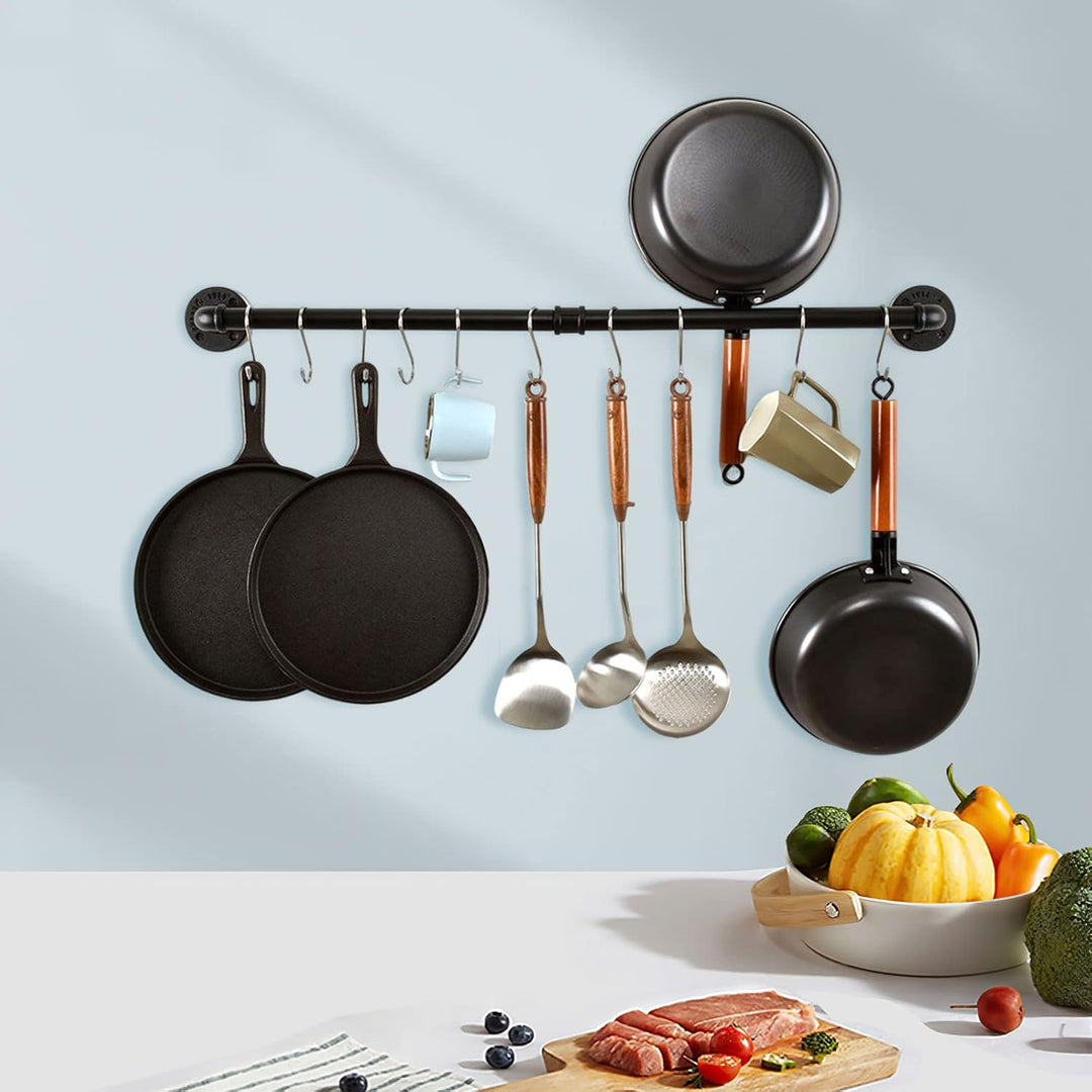 LINKPIPES Rohr Topf Pan Rack Wandbefestigte industrielle Utensil Deckel Halter Kochgeschirr Aufhänge