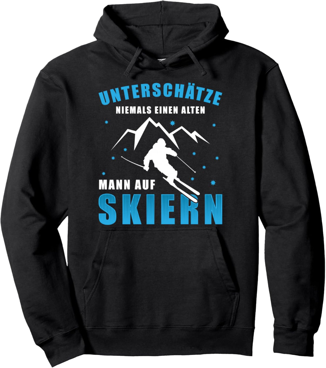 Lustig Unterschätze niemals einen alten Mann auf Skier Ski Pullover Hoodie