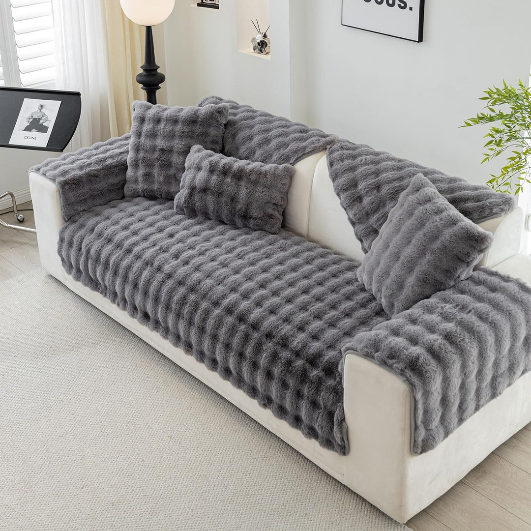 Weiche dicke Plüschsofa Kissenbezüge - Rutschfeste Sofaabdeckungen 1 2 3 Sitzer Couchabdeckungen, fl