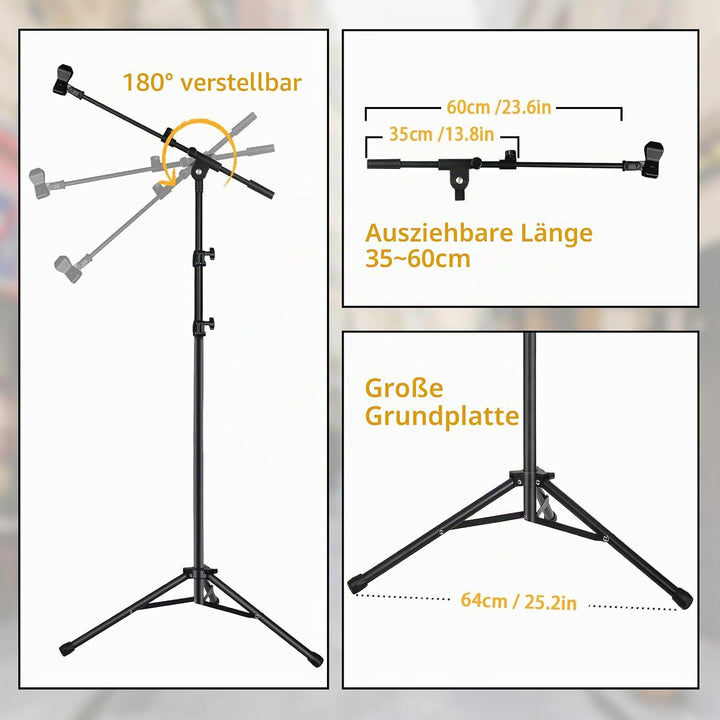 Mikrofonständer Boden Mikrofonstativ für Blue Yeti Samson Q2U Fifine K6 mit Schwenk Arm, Tragetasche