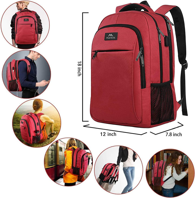 MATEIN Laptop Rucksack 15,6 Zoll, Laptoprucksack mit Laptopfach und USB-Ladeanschluss Notebook Rucks