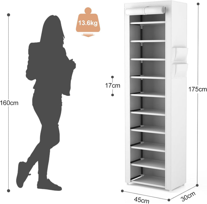 Vicye Schuhregal mit 11 Ebenen, Schuhschrank Schmal und Hoch für 20-22 Paar Schuhe, Schuhregale aus