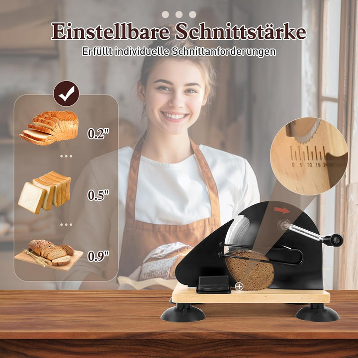 Brotschneidemaschine,Brotschneidemaschine Manuell,Edelstahl 304, Allesschneider Mit Skala,Einstellba