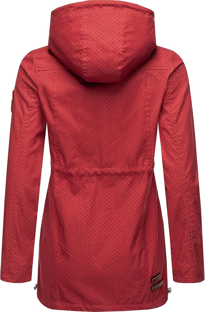 MARIKOO Damen leichte Übergangsjacke Baumwoll-Parka mit Kapuze Nyokoo XS-XXL S Red W.p., S Red W.p.