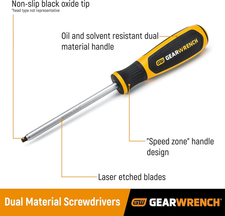 GEARWRENCH 80013H Schlitzschraubendreher aus doppeltem Material, 6,35 x 10,24 cm 1/4" x 4" Neue Vers