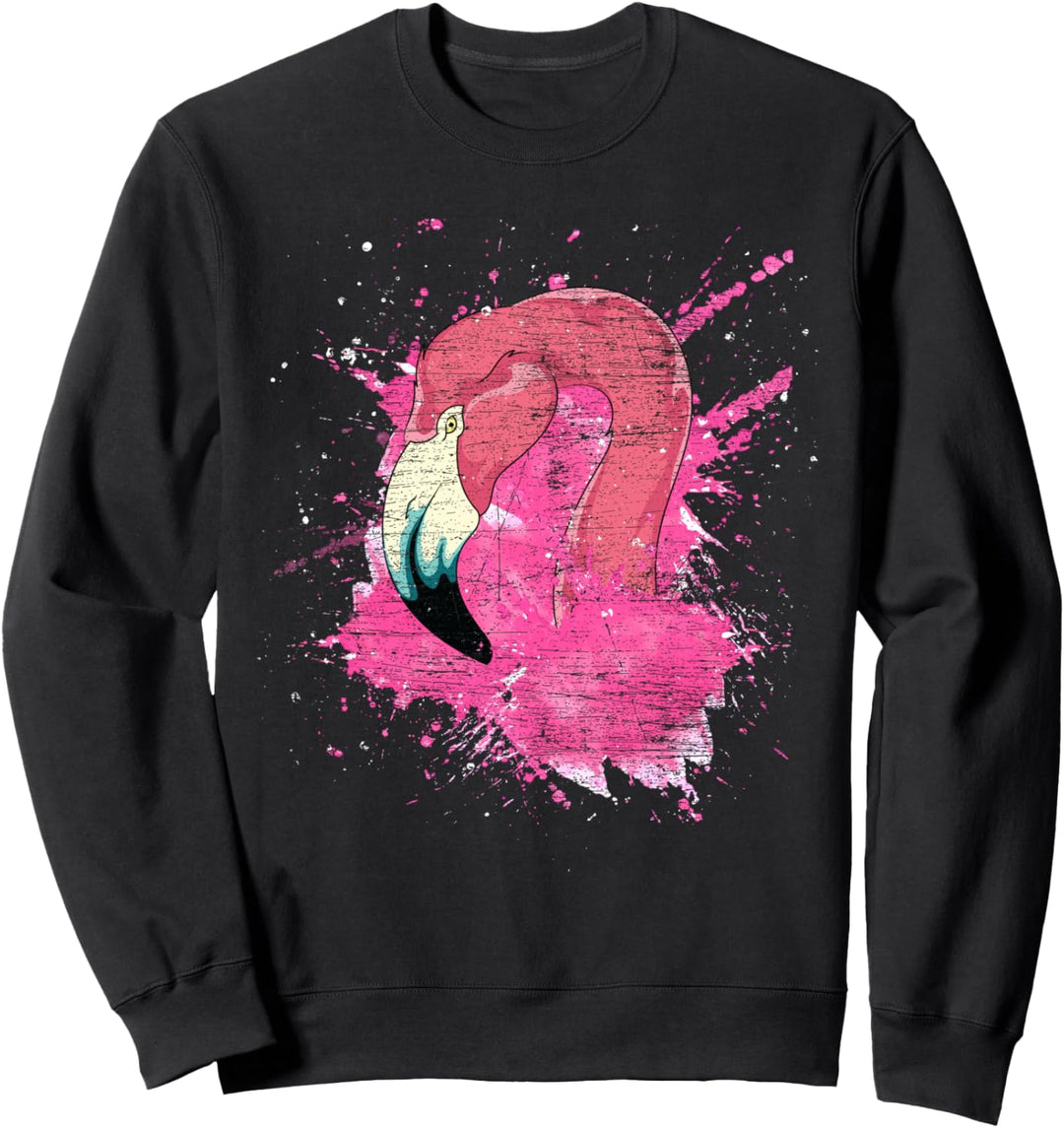Exotischer Vogel Tropisches Zoo Tier Tiermotiv Rosa Flamingo Sweatshirt