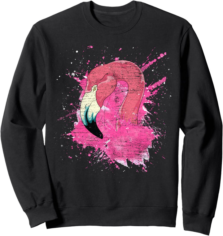 Exotischer Vogel Tropisches Zoo Tier Tiermotiv Rosa Flamingo Sweatshirt
