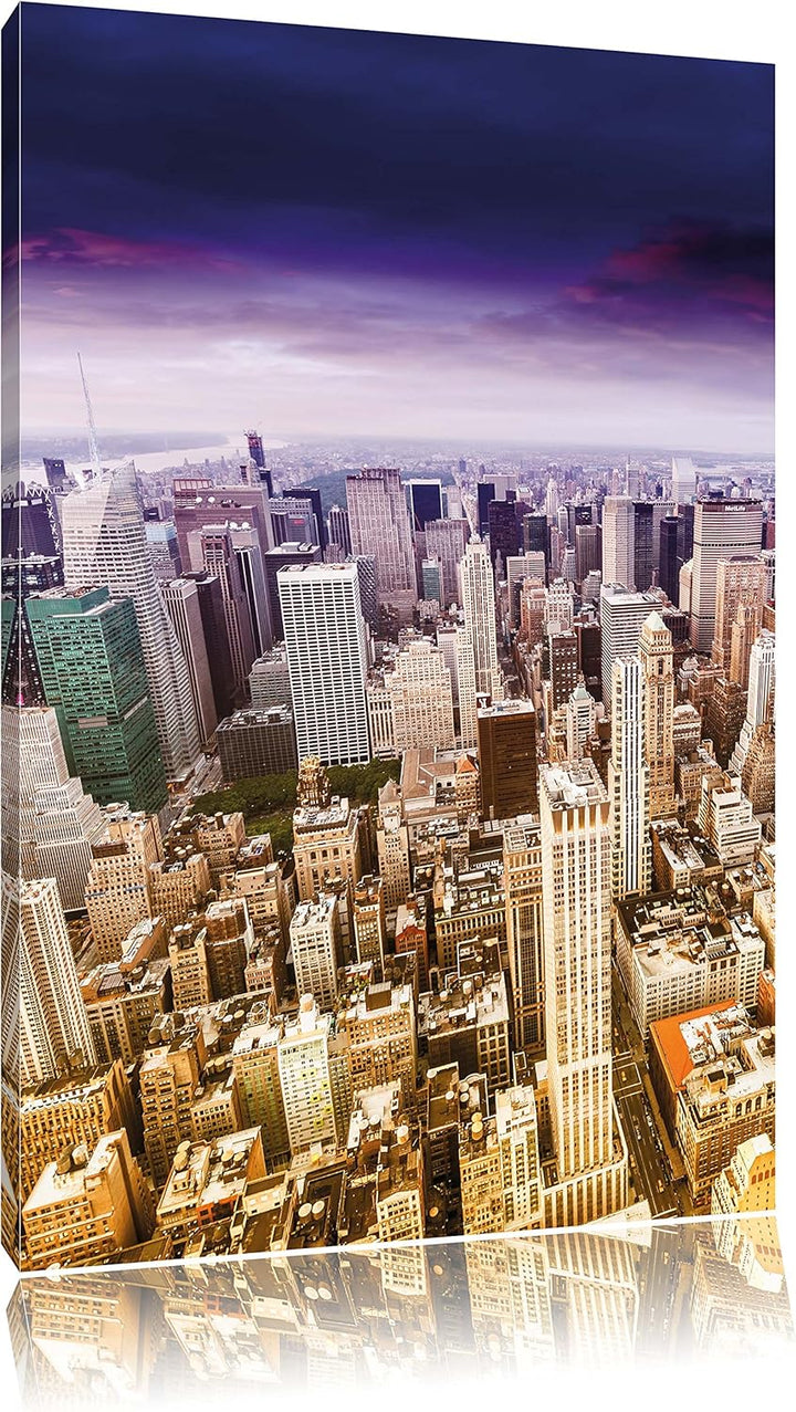 Pixxprint Skyline New York - Blick vom Dach des Empire State Building, Format: 100x70 auf Leinwand,