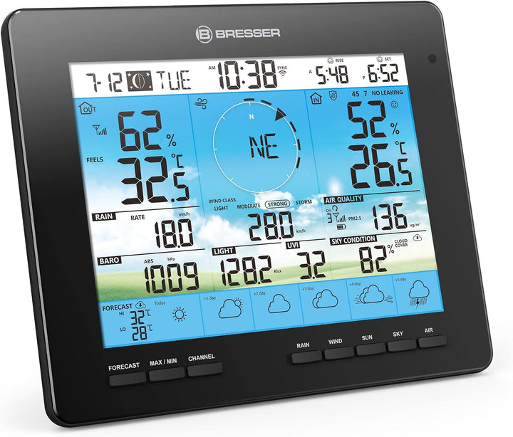 Bresser 6-Tage 4CAST Funk Wetter Station PRO WLAN-Wetter-Center 7-in-1 solar mit Wind- und Regenmess