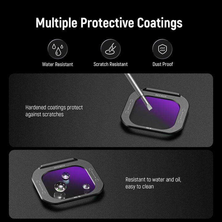NEEWER ND16 Objektivfilter für Handy, Schnellverschluss mehrfach beschichtetes optisches HD Glas, Ne