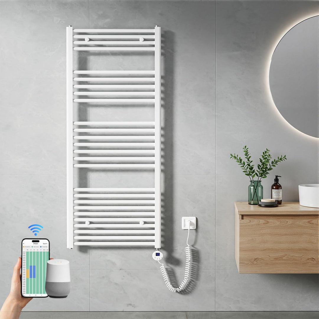 Heilmetz Handtuchheizkörper Elektrisch 1400 x 600 mm, Smart WiFi Thermostat Elektrischer Badheizkörp