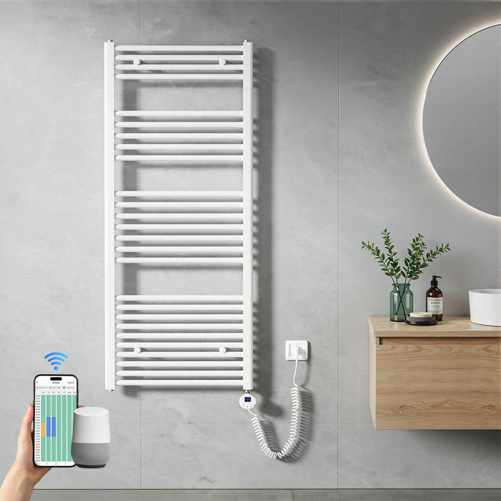 Heilmetz Handtuchheizkörper Elektrisch 1400 x 600 mm, Smart WiFi Thermostat Elektrischer Badheizkörp