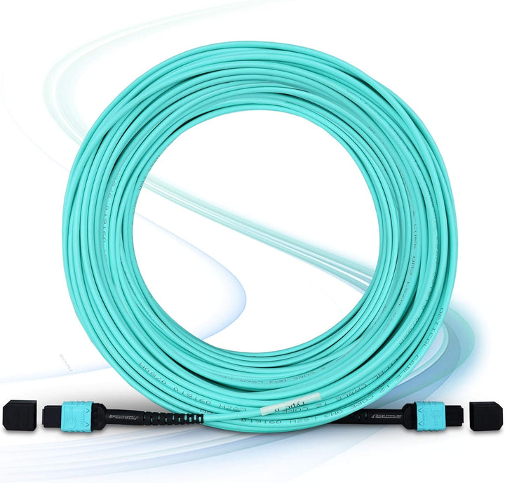 10M / 33FT 12Fasern Polarität Typ B OM3 MPO zu MPO Patchkabel Beide Female LSZH MPO - MPO LWL Patch
