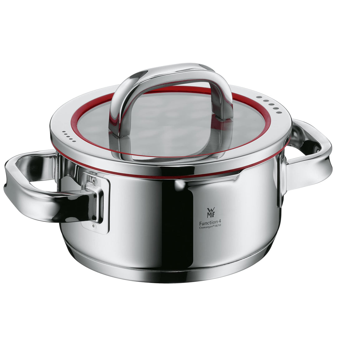 WMF Function 4 Kochtopf klein 16cm, Glasdeckel, Bratentopf Induktion 1,4l, Cromargan Edelstahl polie