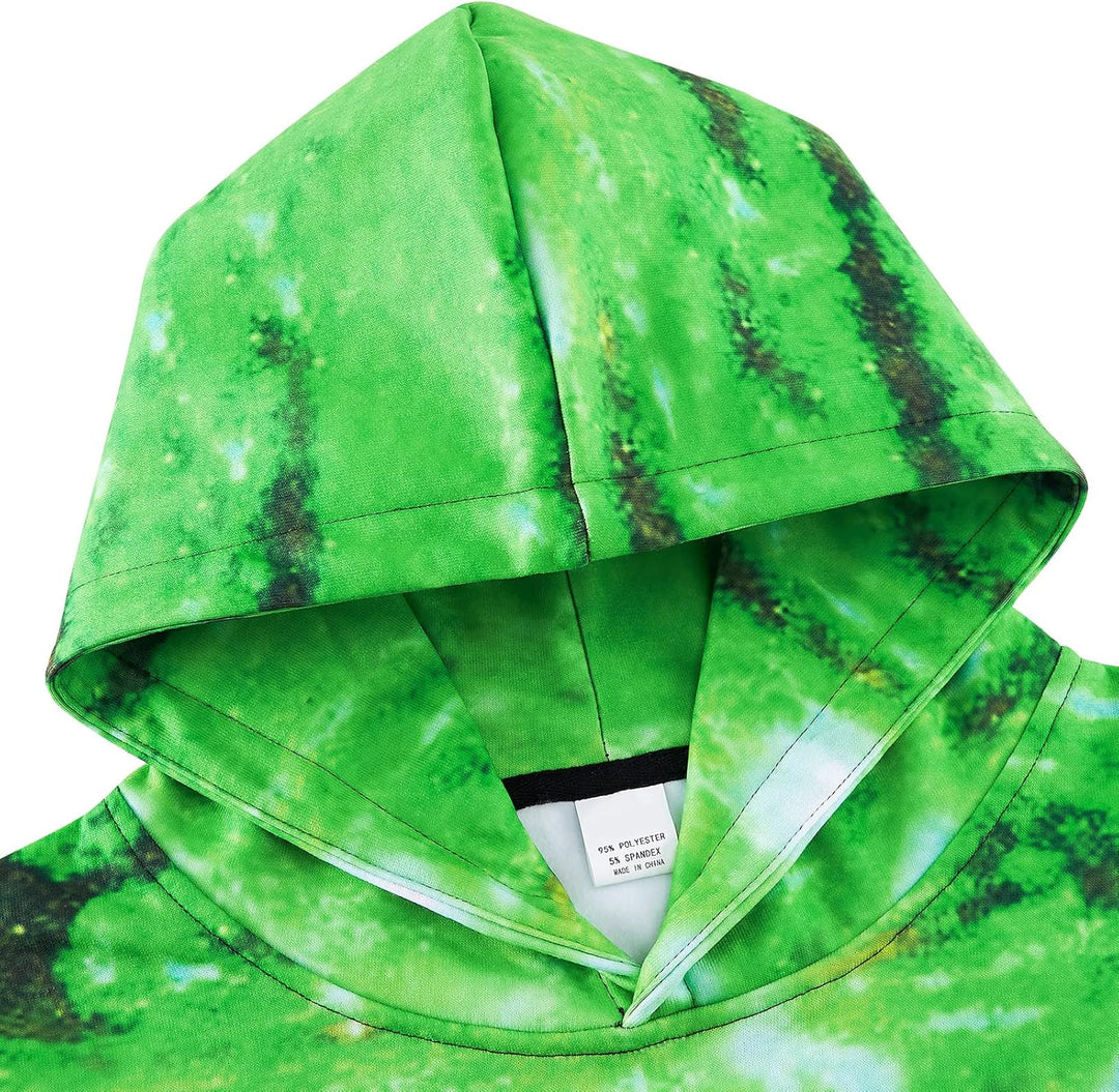AIDEAONE Jungen Mädchen 3D Hoodie Kapuzenpullover Sweatshirt Mit Kapuze Grün Dinosaurier C27 11-14 J