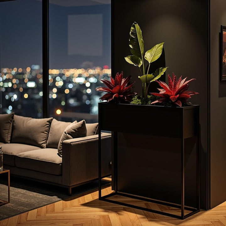 Pflanzenständer Petto - 60x21x60cm - Farbe Schwarz - für Zimmerblumen - Metallregal - Dekorativer Ti