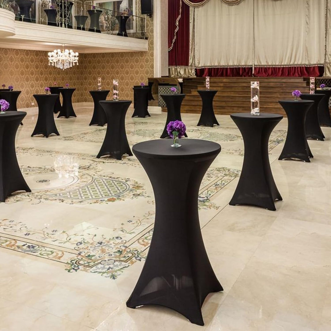 3er-Set Stretch Stehtisch Husse für Bistrotisch Ø 60-65 cm Elegante ,Verstärkung im Fussbereich,40°C