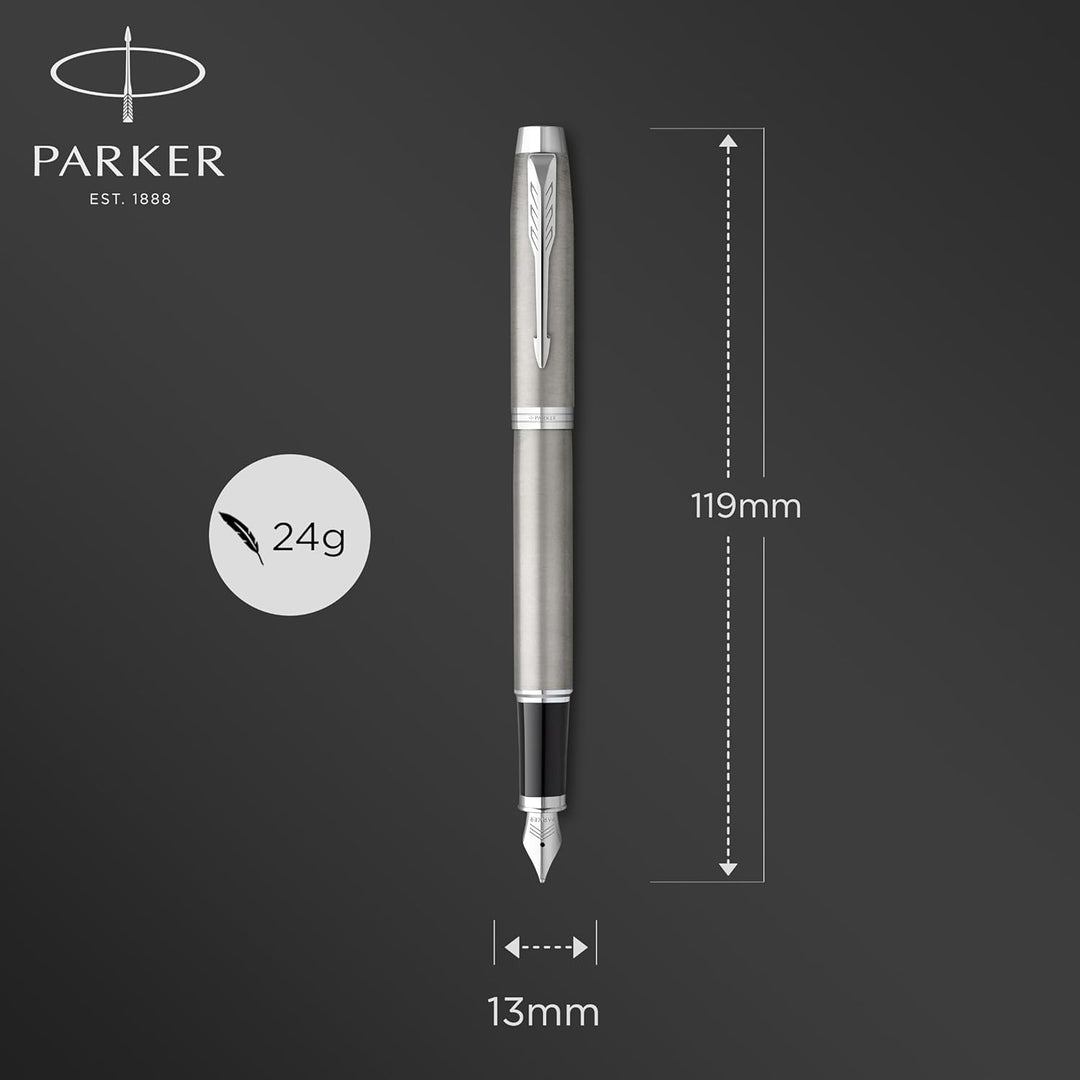 Parker IM Duo-Geschenkset mit Kugelschreiber & Tintenroller | Brushed Metal mit Goldzierteilen | Nac