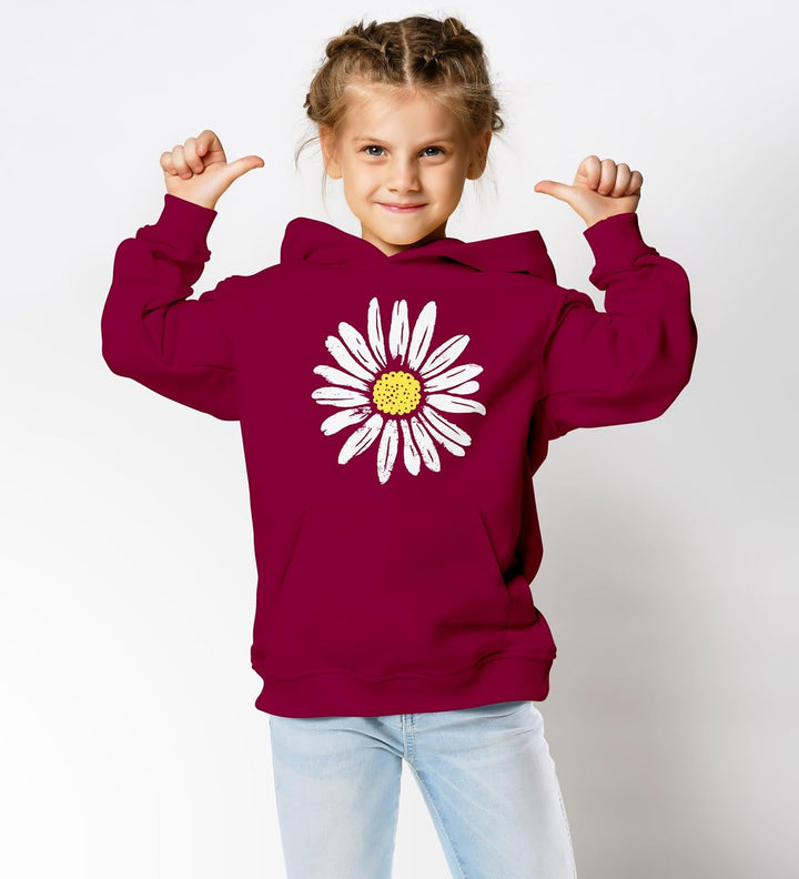 Neverless® Kinder Hoodie Mädchen Blumen Aufdruck Kapuzenpullover Sweatshirt Kapuze 140 Bordeauxrot,