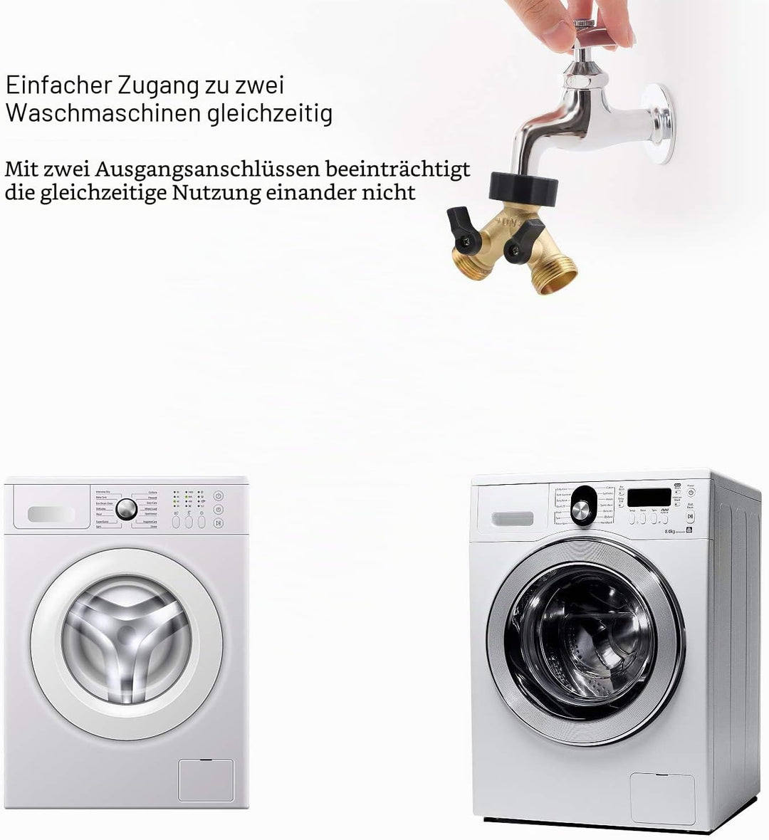 CPROSP 3/4 Zoll Verteiler aus Messing, für Zulaufschläuche, mit 2 Drehschalter, mit 2 * Hahnstückada