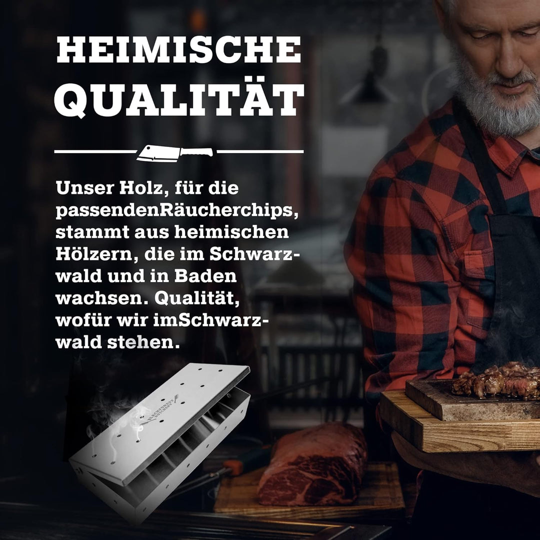 Schwarzwald Metzgerei Schaufler BBQ Räucherchips – BLACKFOREST Qualität – Raucharoma aus Fichte+Eich