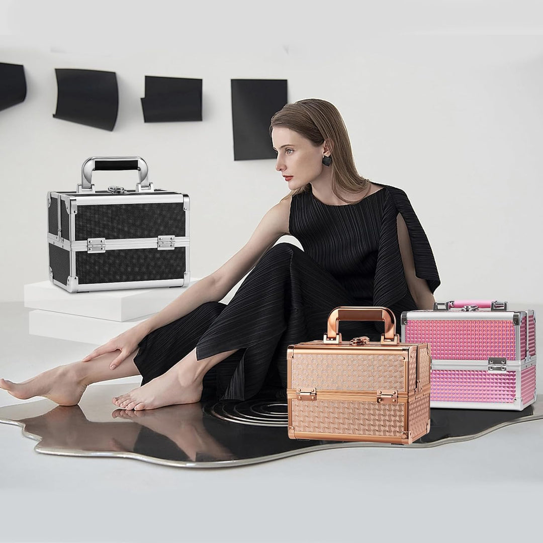 Kosmetikkoffer Schminkkoffer Makeup Koffer Kosmetik Make up Organizer Koffer Multikoffer mit Schlüss