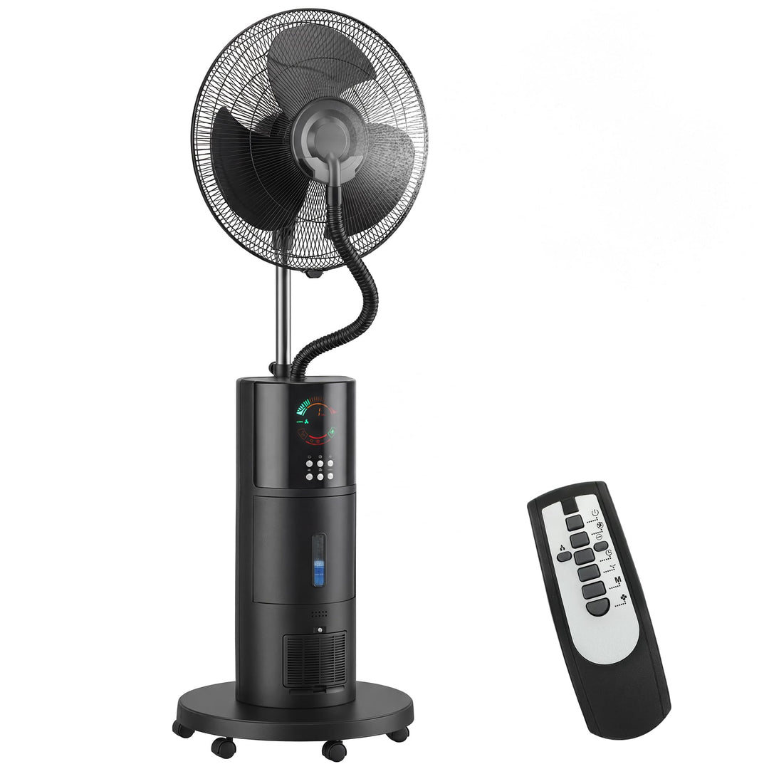 HOMCOM Ventilator mit Wasserkühlung, Luftbefeuchter leise, Neigbar Standventilator inkl. Sprühnebel,