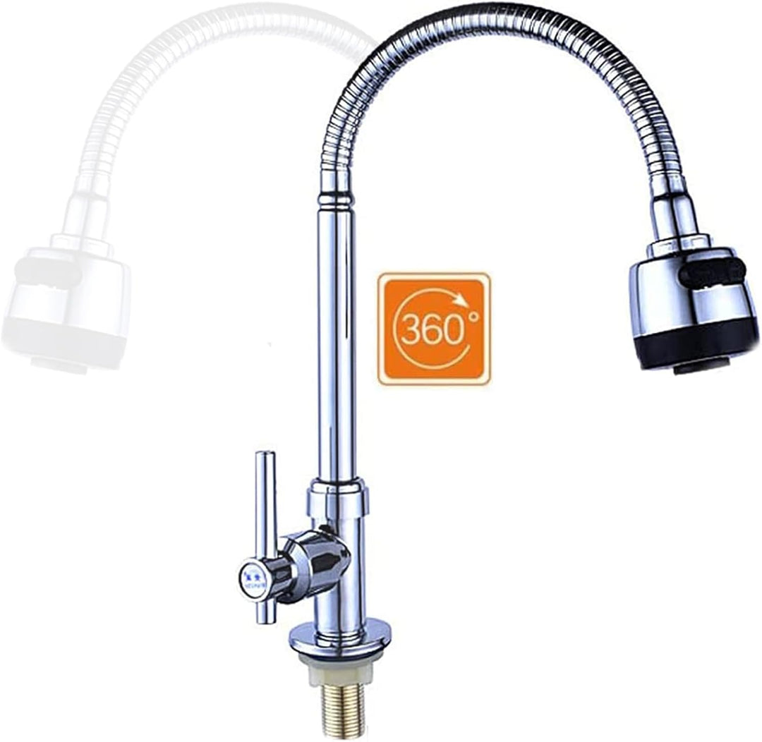 Wasserhahn Küche, Wasserhahn Kaltwasser mit 60cm Anschlussschlauch, Waschbecken Armaturen, Küche Spü