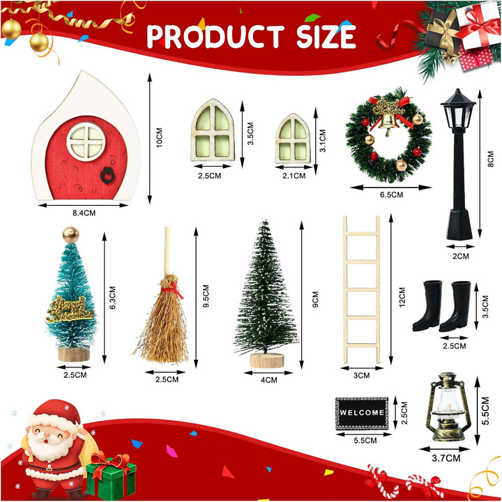 Wichtel Zubehör Weihnachten, 12 PCS Wichteltür Zubehör, Miniatur Wichtel Zubehör, Nachts Leuchtende