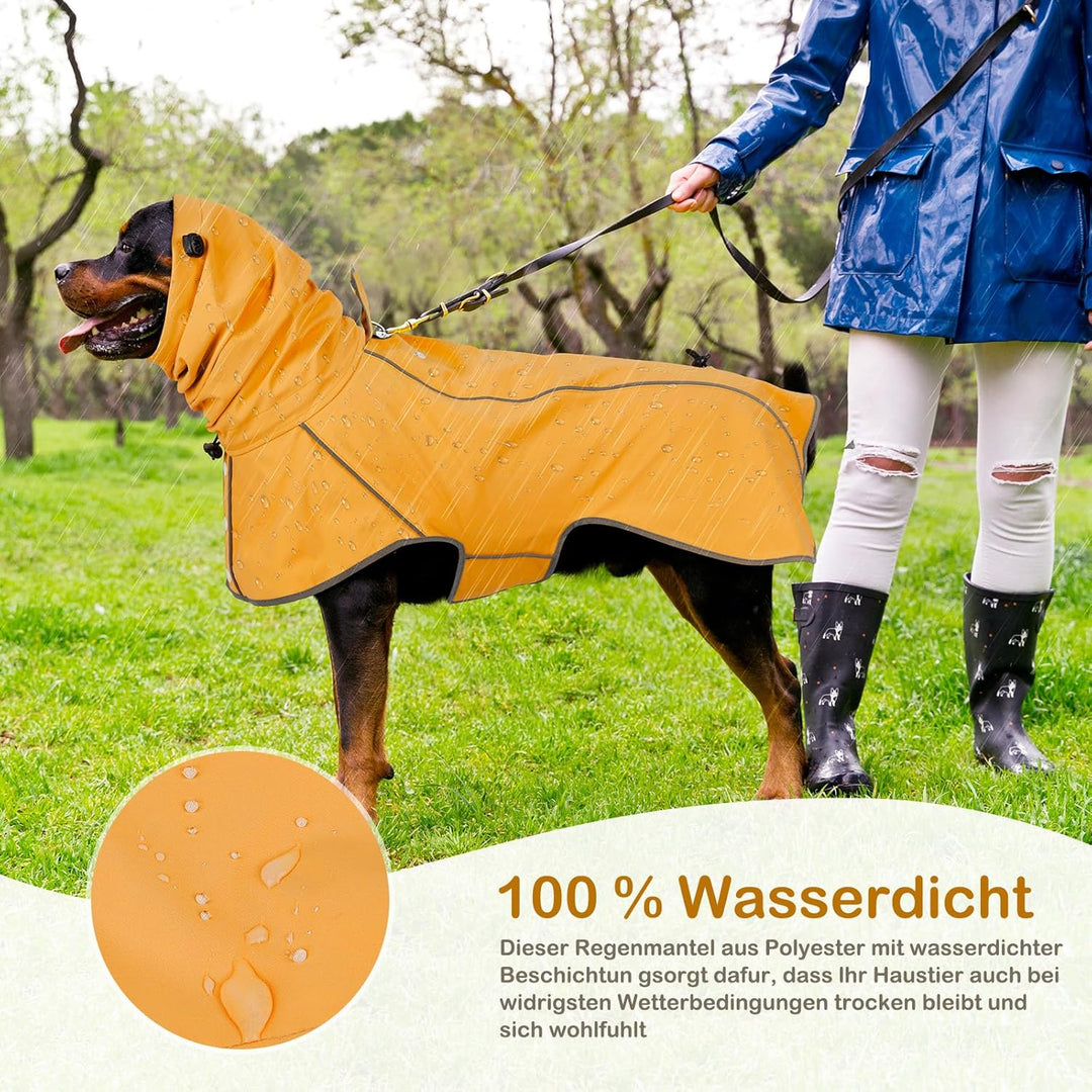 Hunderegenmantel - Wasserdichter Regenjacke für Hunde, Einstellbare Regenmantel für Mittlere, Grosse