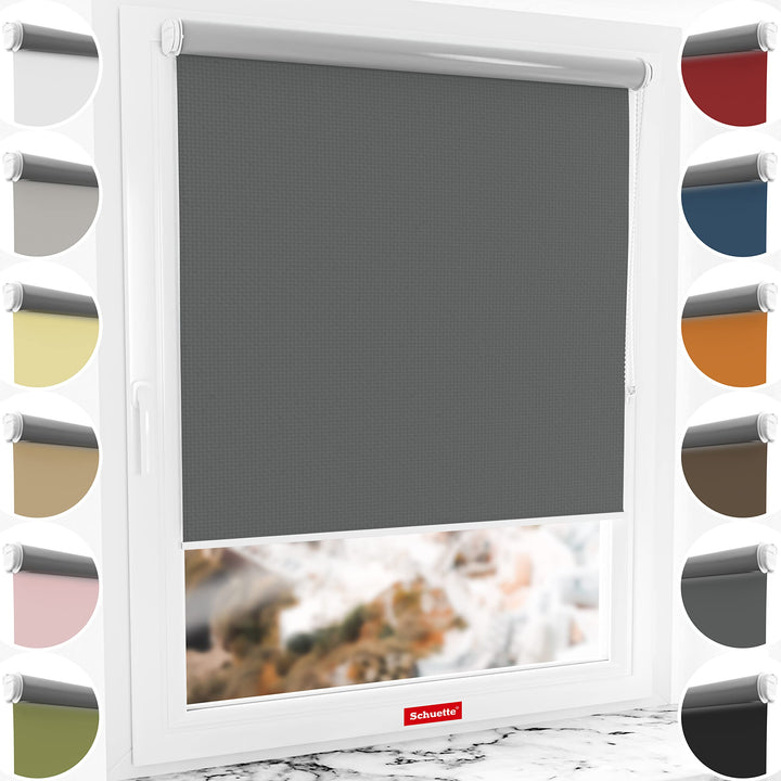 Schuette® Verdunkelungsrollo ohne Bohren/mit Bohren 2in1 ● Thermo Rollo Kollektion: Shadow Grey (Gra