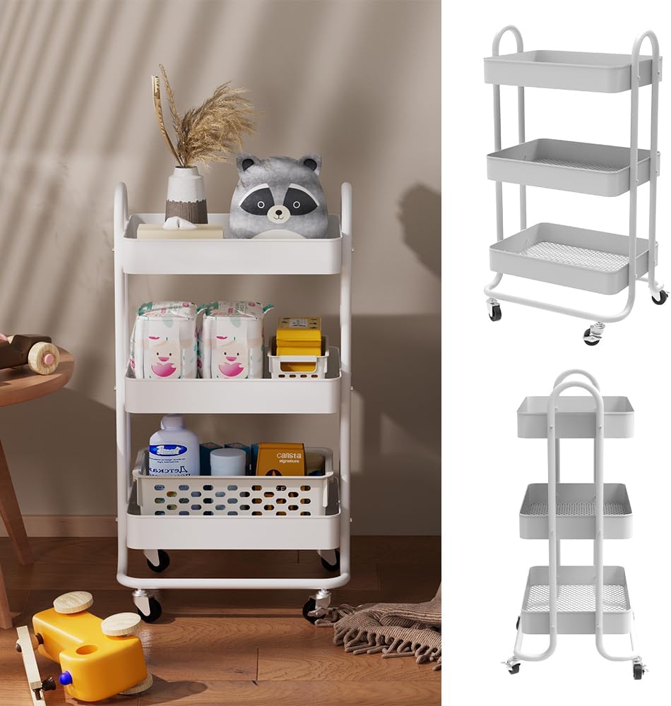 Vicco Rollregal Tron, rollbare Küchen-Minibar, Weiss, 45.9 x 78.7 cm Weiss 45,9x78,7x34 cm, Weiß