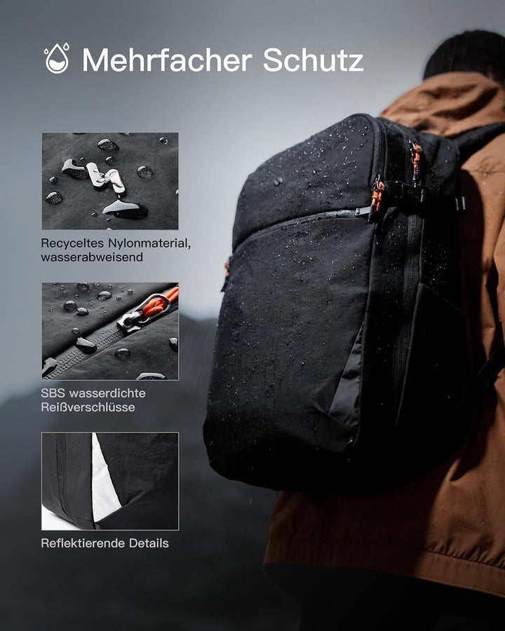 Inateck Leichter Reiserucksack 38.5-46L, Erweiterbarer Handgepäck Rucksack | Spritzwassergeschützt T